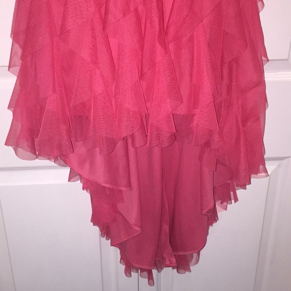 Deb Ladies Strapless High Low Ruffled Formal Prom Dress Pink Size 11/12 - Picture 4 of 15